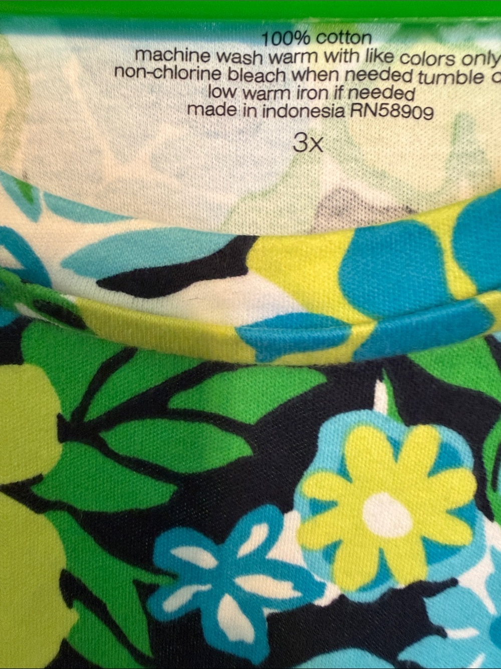 Westbound‎ Woman Blue Green Floral Cotton Short Sleeve T-Shirt Plus Size 3X - Picture 3 of 4